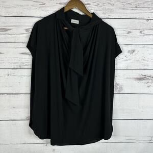 By Malene Birger Top Womens Large Black Katie Faux Scarf Capsule Career Blouse